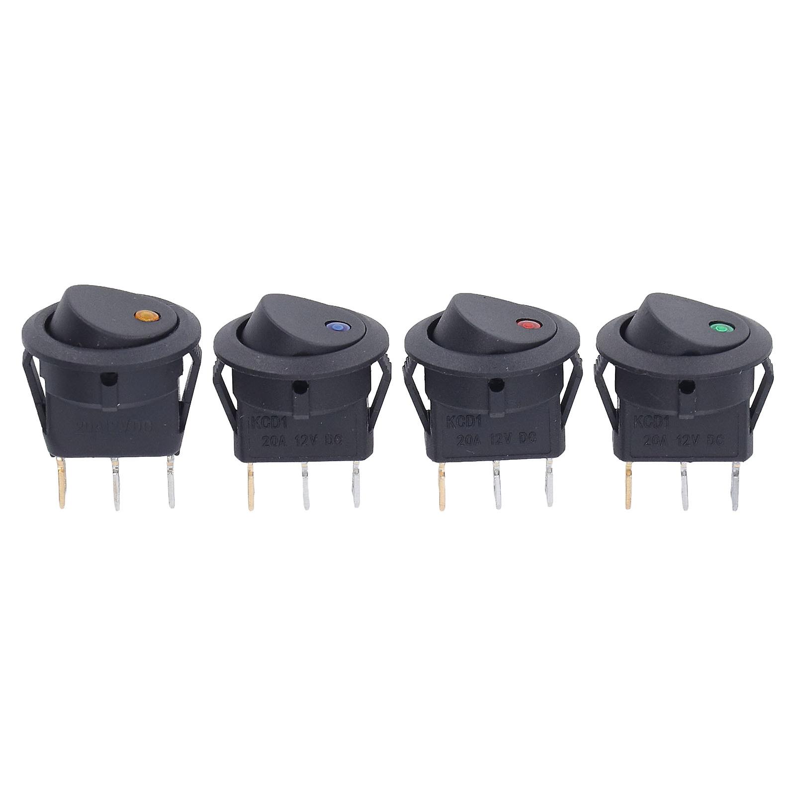 4PCS 12V Round Power Switches 3 Pin 2 Position LED Switch Boat Toggle Rocker Switch 20mm