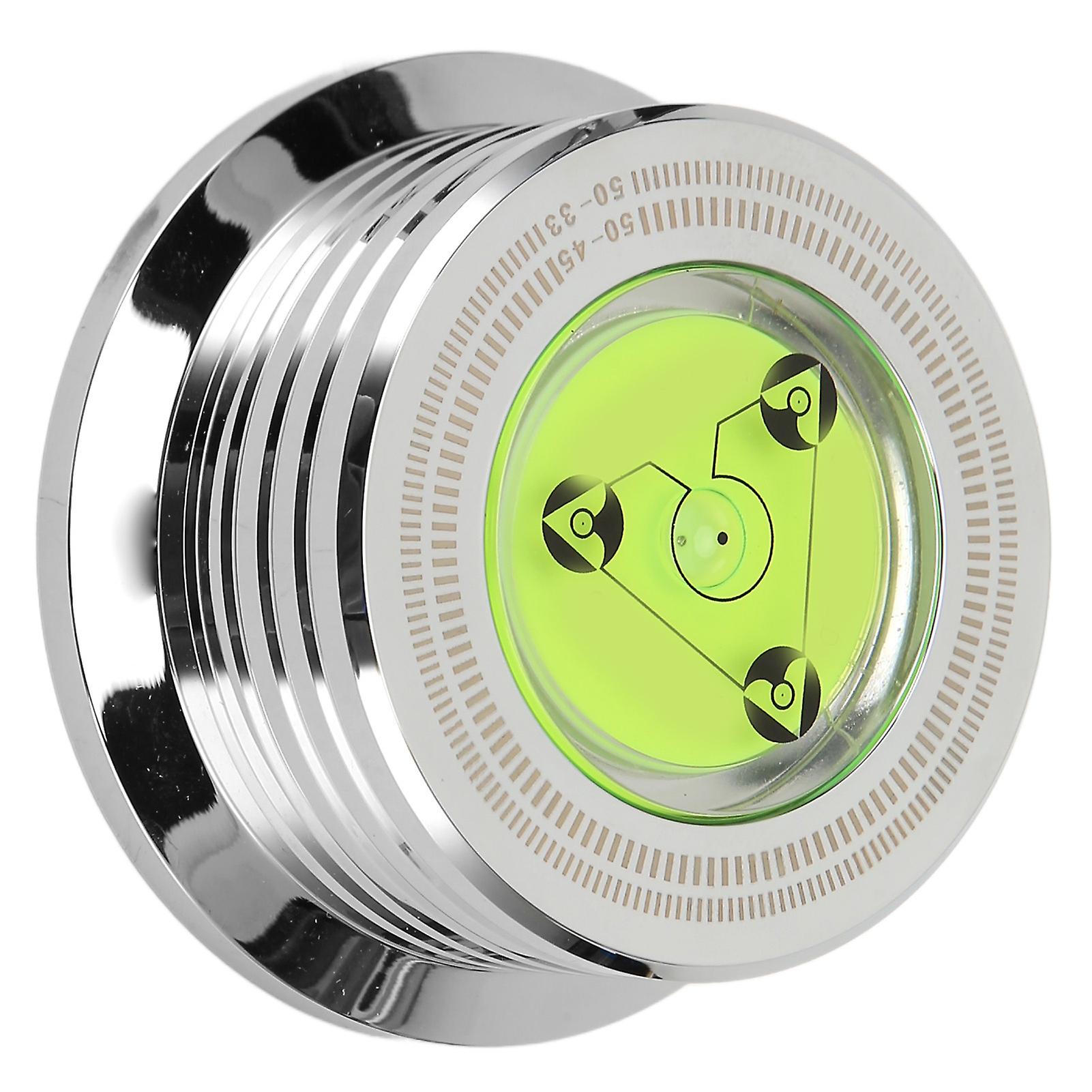 Silver Vinyl Turntable Disc Stabilizer with Level and Speed Measurement for Enhanced Sound