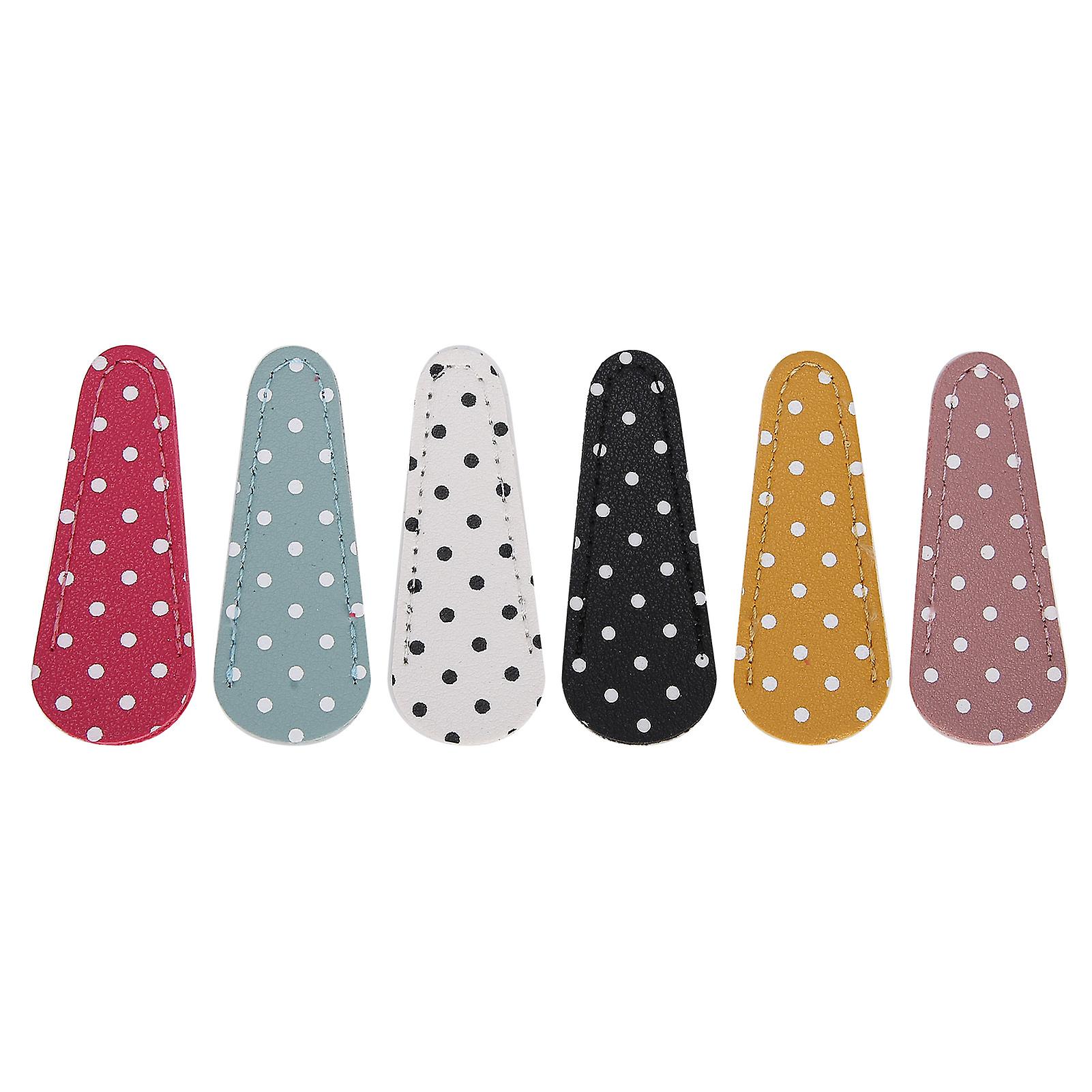 6Pcs Embroidery Scissors Sheath Polka Dot Artificial Leather Protective Cover DIY Craft Gift