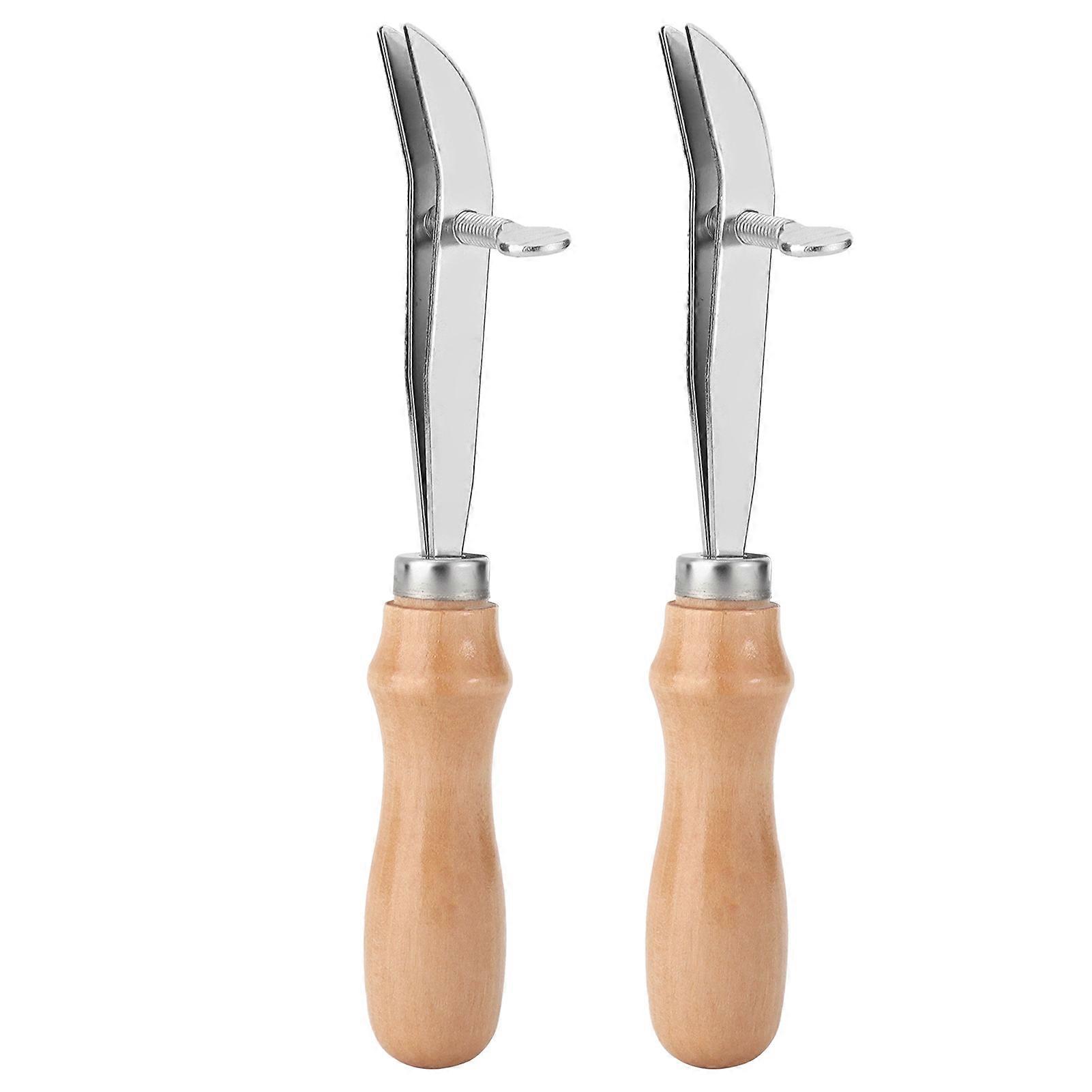2pcs Leather Creaser Pine Wood Handle Steel Adjustable Craft Tools for DIY Crimping and Marking