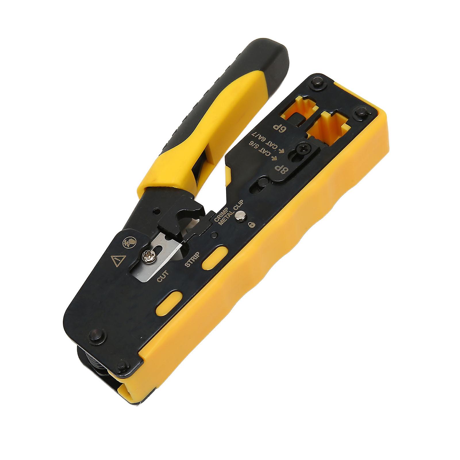 Ratcheting Modular Data Cable Crimper 6P 8P Multifunctional Wire Stripper for RJ11 RJ12 Standard RJ45 Pass Thru Connectors