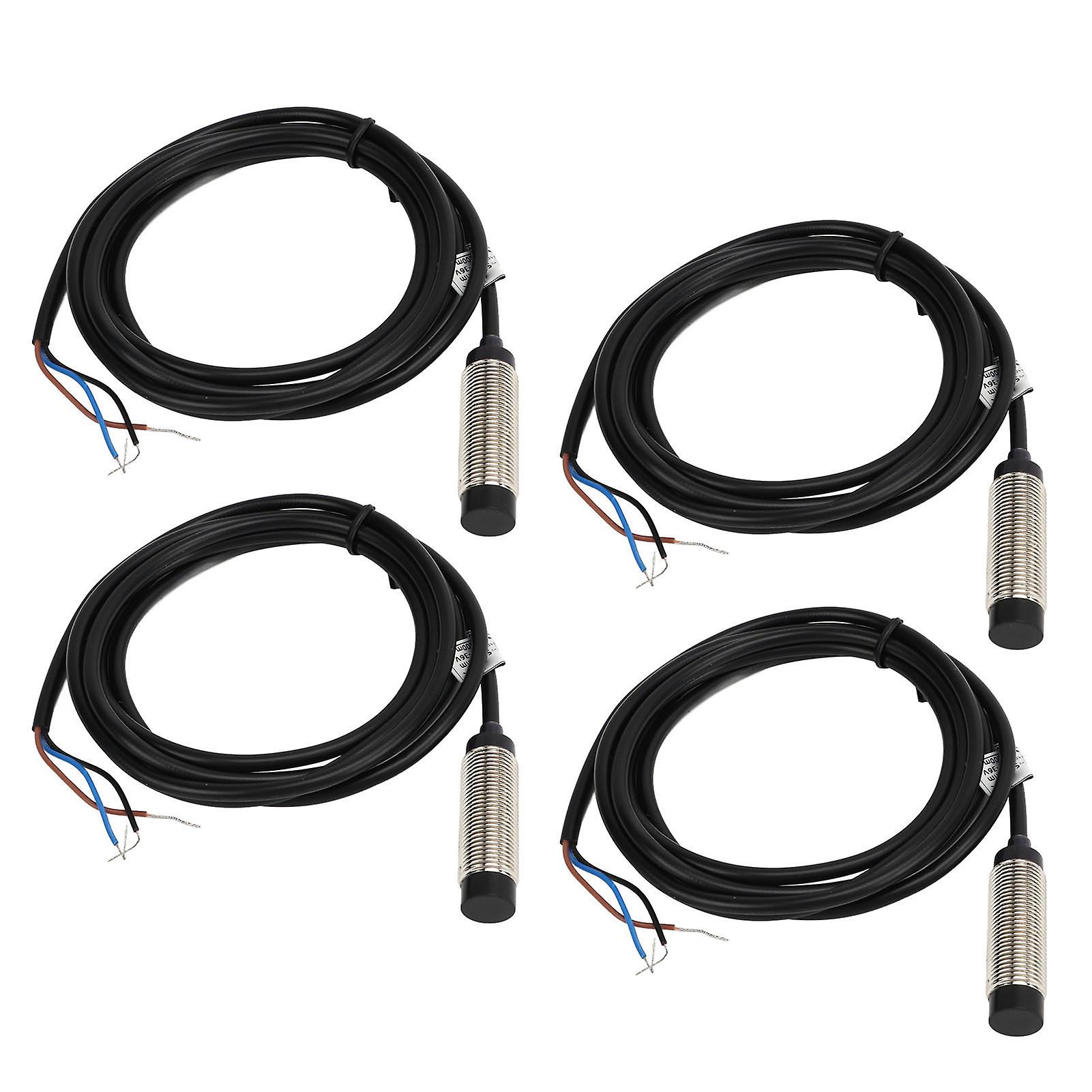 4 Set Inductive Proximity Switch 12mm Probe NPN 3 Wire NO Contact 4mm Detection Approach Sensor 6‑36VDC 