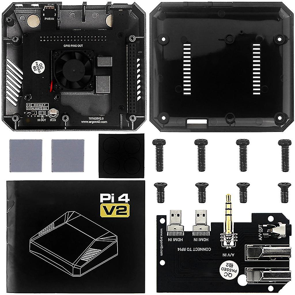 1pcs Aluminium für Fall mit sicherem Power-Button-Lüfter für Raspberry Pi 4b