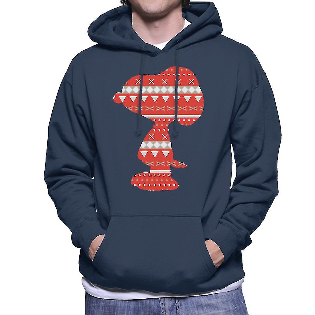 Peanuts Snoopy Red Pattern Silhouette Men's Hooded Sweatshirt