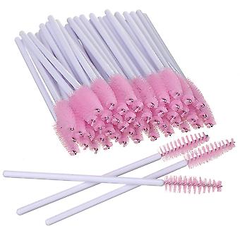 SUJI 100 PCS Disposable Eyelash Brushes Mascara Brushes Eye Lash Eyebrow Applicator Cosmetic Makeup Brush Tool Kits (Pink)