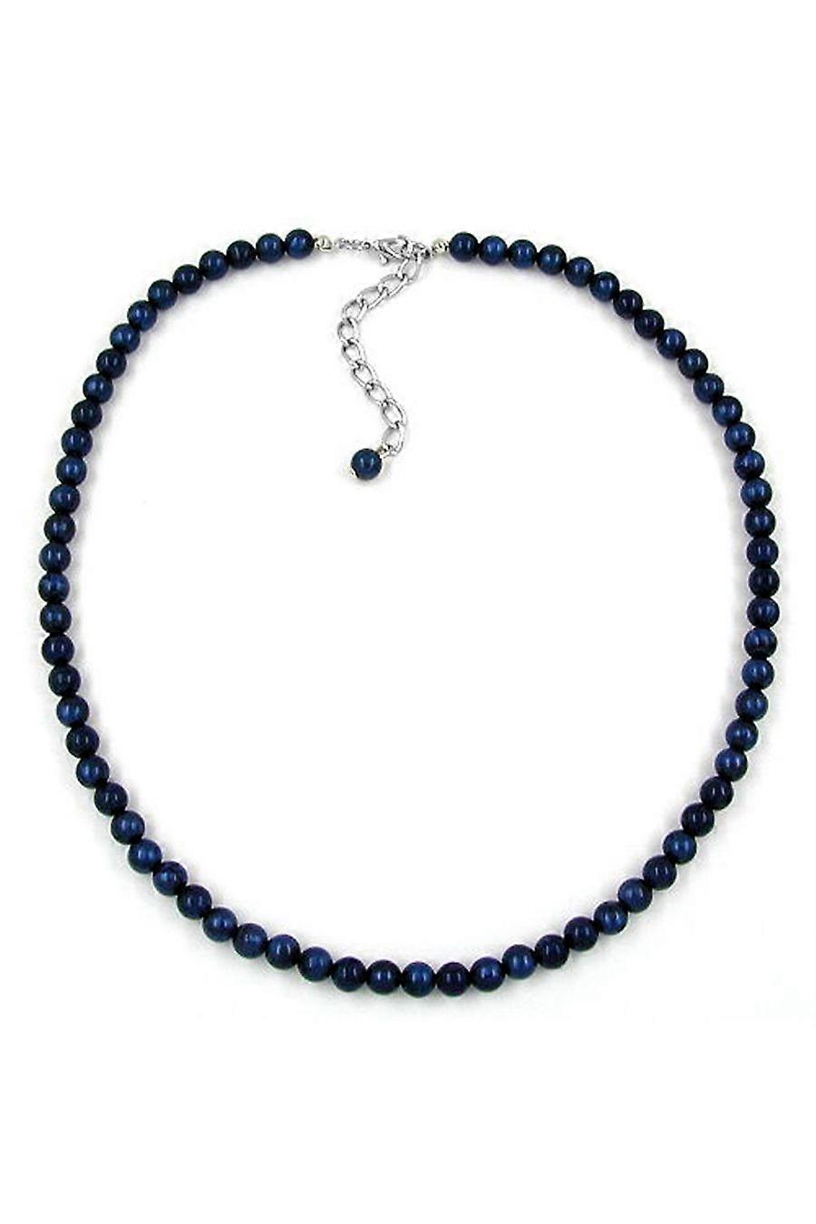 Necklace Beads 6mm Steel-blue - Gl01395
