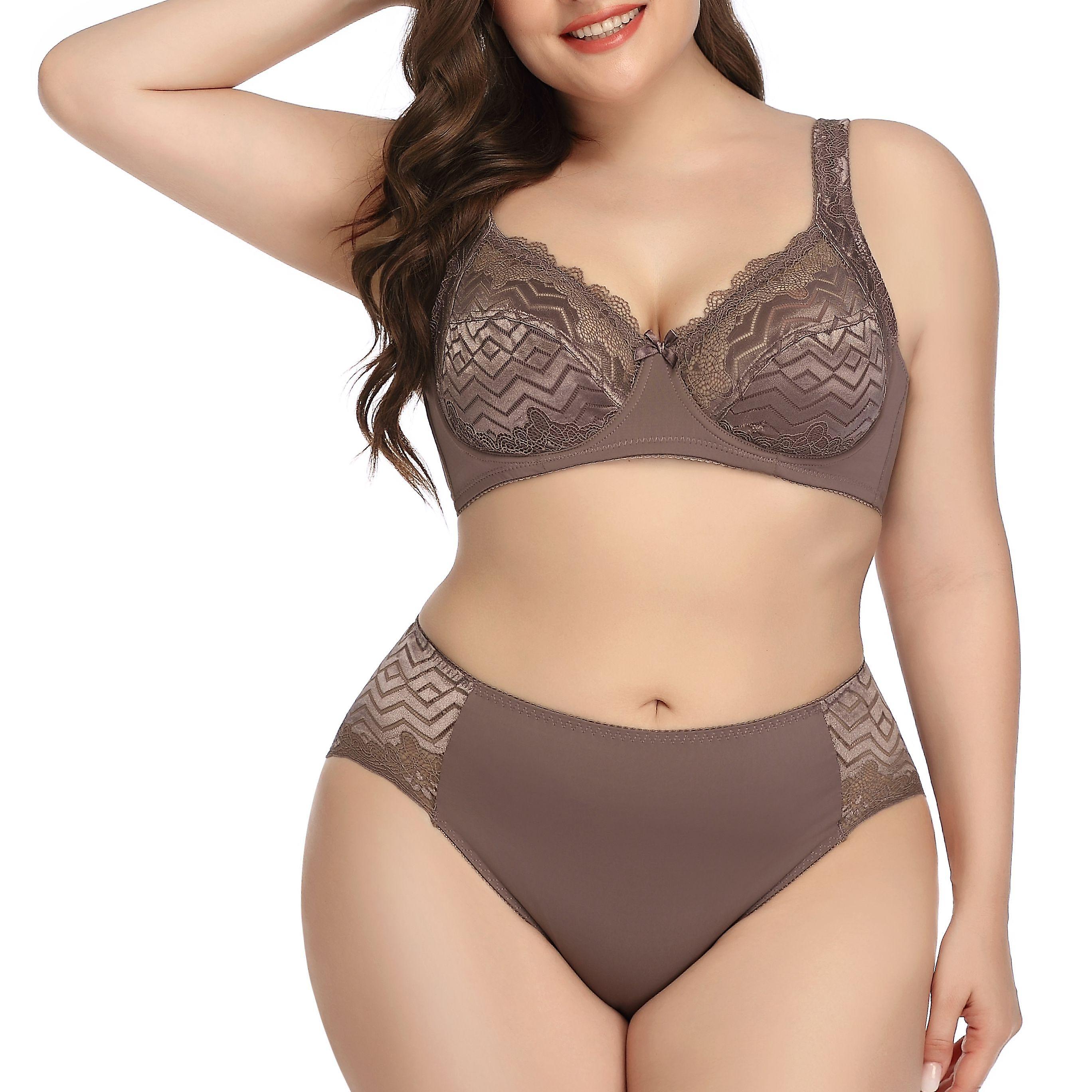 Modny Seksowny Koronkowy Biustonosz I Zestaw Majtek dla Kobiet Plus Size Ultra Thin Lingerie 90C-1XL 95C-2XL 100C-3XL 105C-4XL