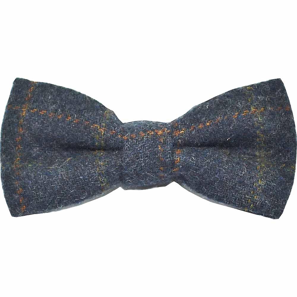 Boys Heritage Check Navy Blue Bow Tie