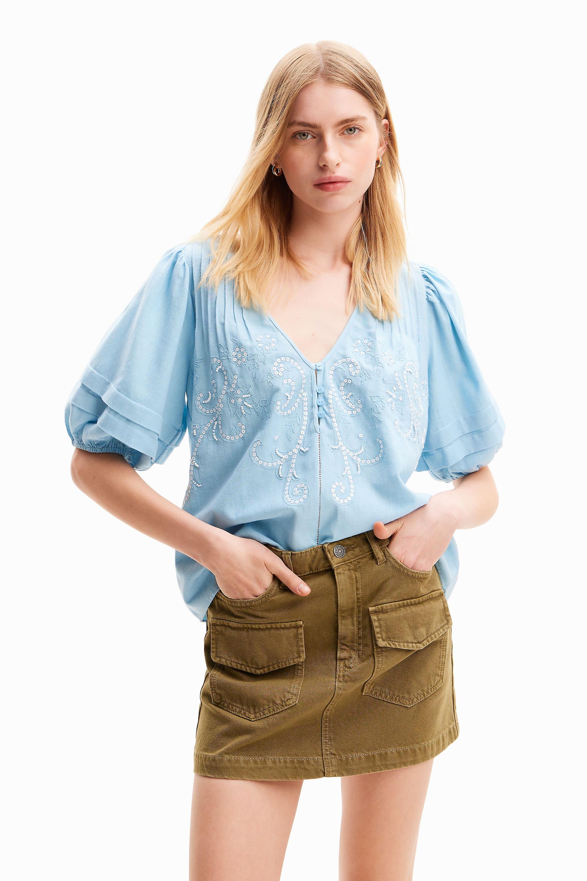 Desigual Camille Blue Embroidered Blouse 24SWBW06