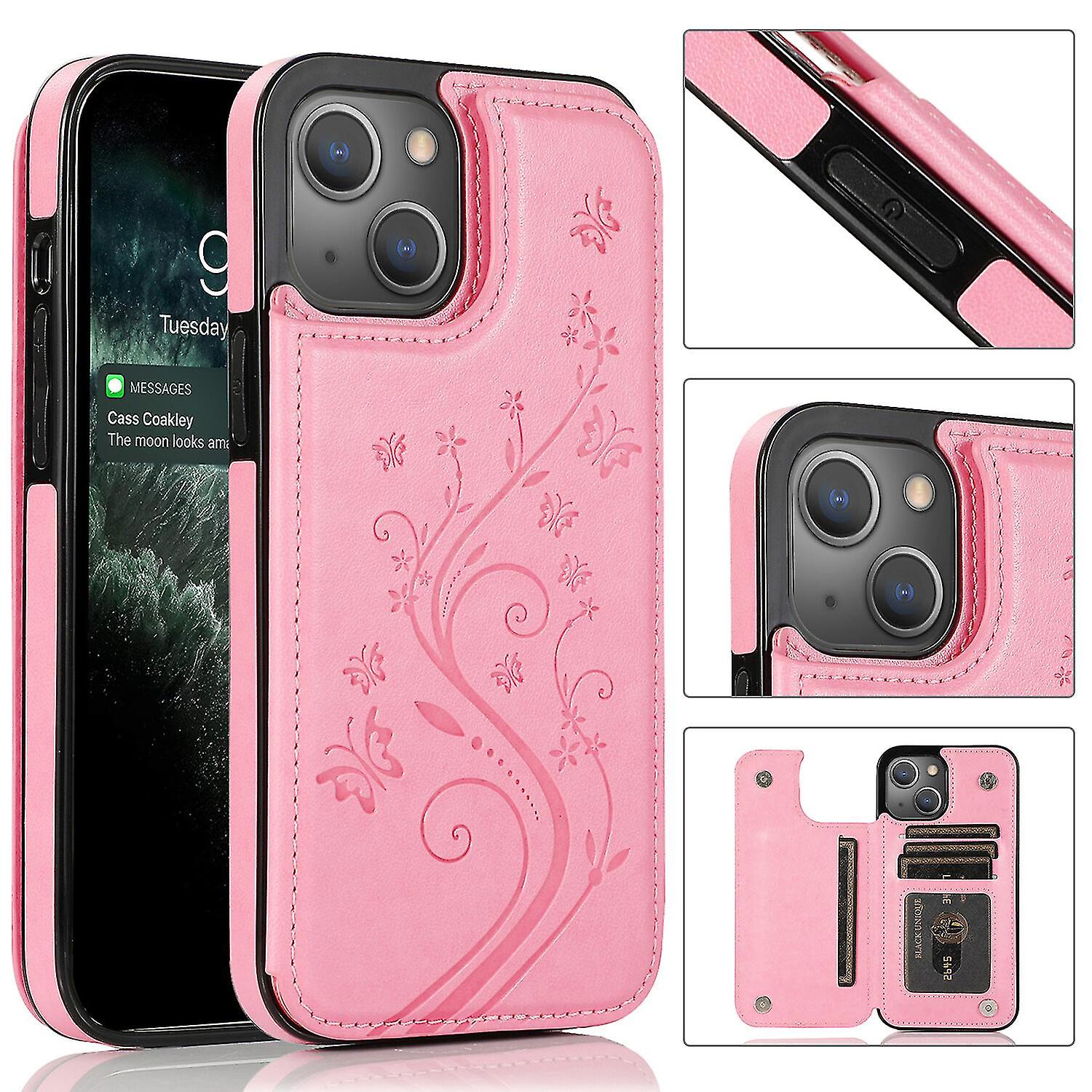  Case Iphone 13 With Card Holder Pu Leather Butterfly Pattern