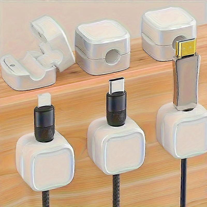 6pcs PP Magnetic Cable Clips: Adjustable, No-Slip Cord Organizer for a Tidy Desk, Car & Home