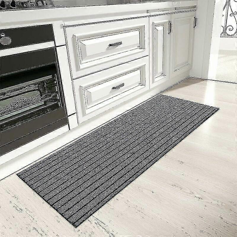 سجادة مطبخ 50 × 150 سم ، سجادة مطبخ قابلة للغسل غير قابلة للانزلاق ، حصيرة مطبخ مع حصيرة مطاطية ، صالة ، مطبخ ، دهليز ، حصيرة مطبخ في الردهة (رمادي)
