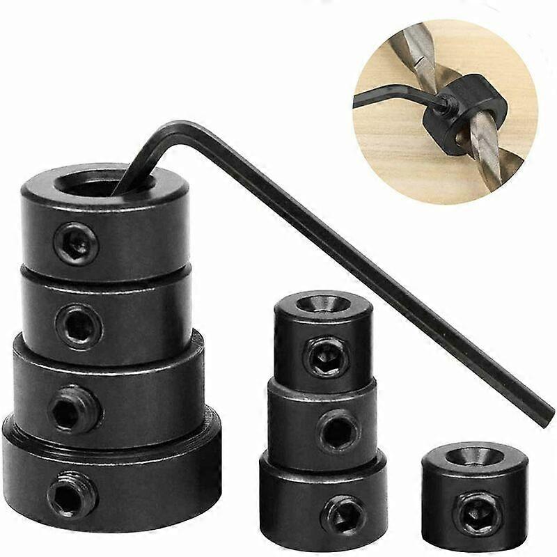 8PCS Drill Depth Stop 3-16mm Collars Ring Positioner Adjustable Drill Stop with Hex Wrench for Screwdriver Limit Drill Hole Depth