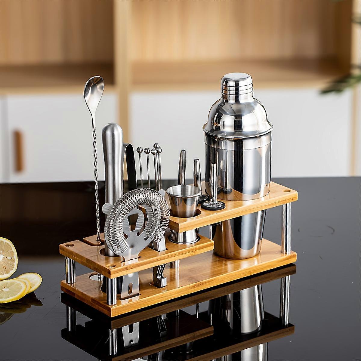 16pcs, Metal Bartending Tools, Cocktail Shaker Bartender Kit, Pourer, Stirring Rod, Cocktail Martini Shaker With Strainer, Muddler For Cocktails, Bar
