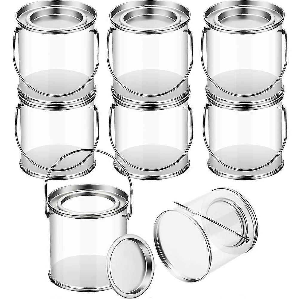 Paint Bucket Clear Bucket with Metal Lids and Handle 8 Pack