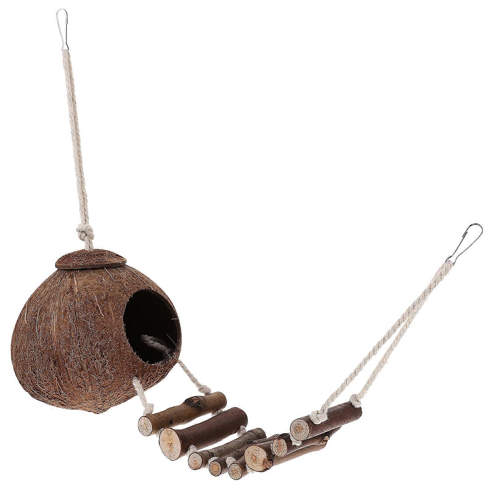 Hermit Crab Coco Hut with Ladder Tank Hanging Type Hermit Crab Cave Habitat