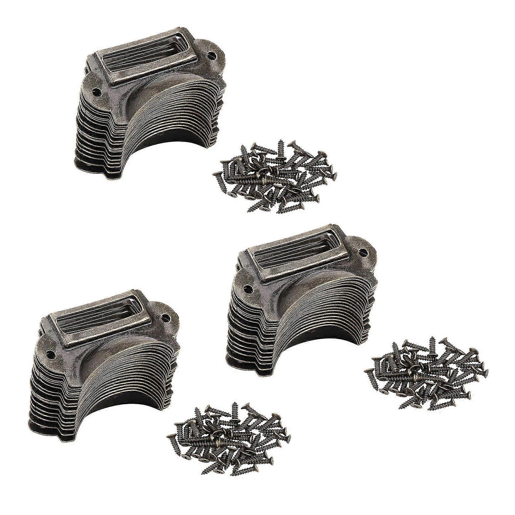 60pcs File Name Card File Cabinet Handles Label Holder Antique Bronze Drawer Label Pull Cabinet Fra