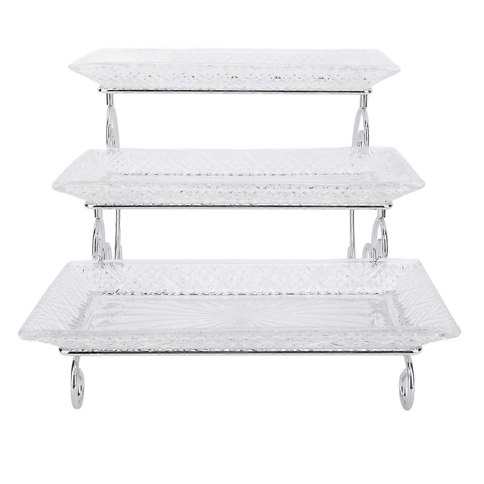 3 Tier Serving Stand Glass Buffet Tray for Desserts Fruit Salads Cakes