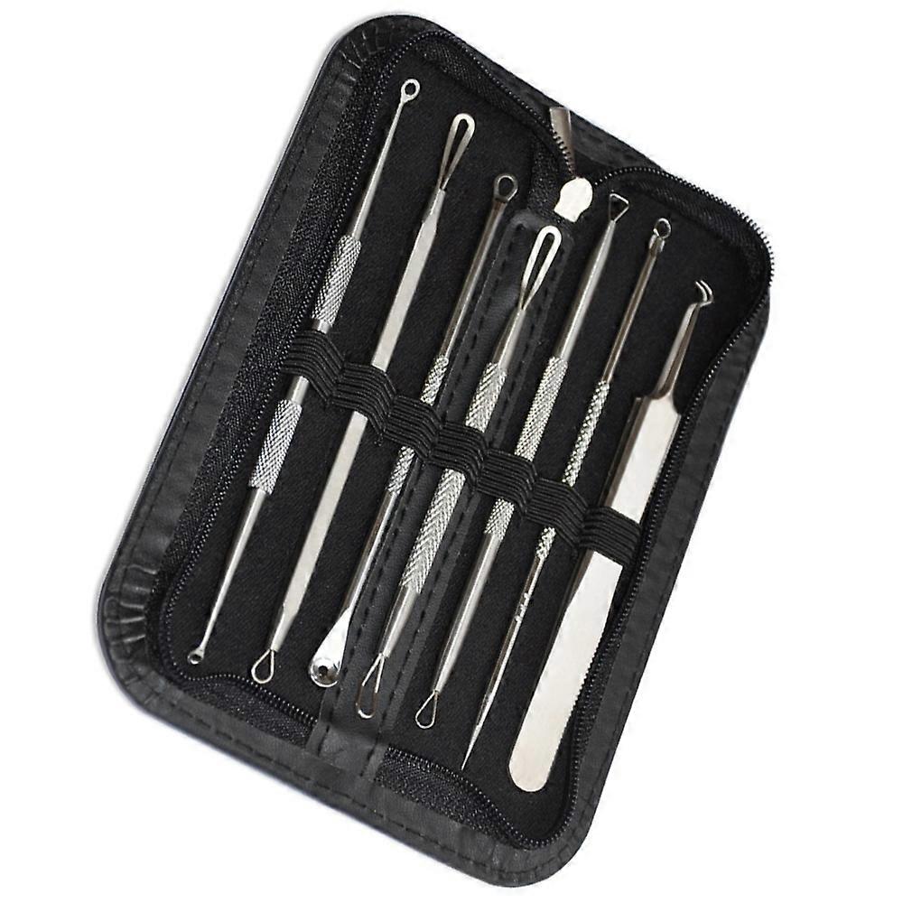 7 stk rustfritt stål blackhead remover