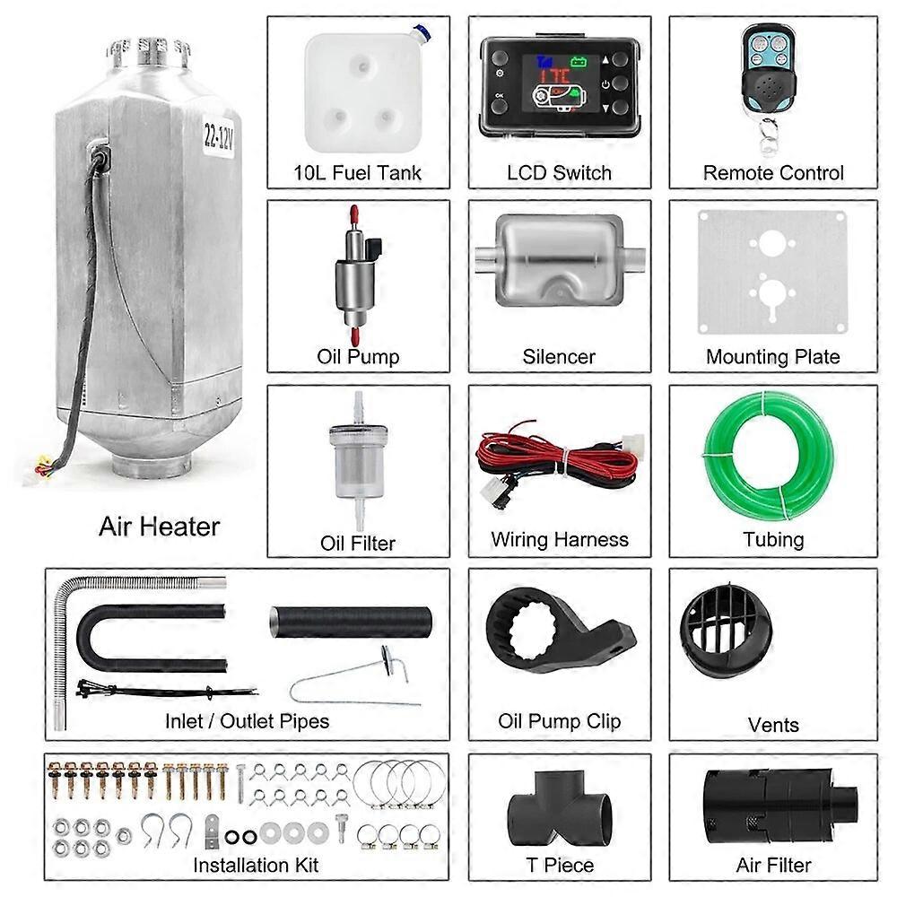 5000W Car Parking Heater 12V 24V Winter Diesel Heater with Intelligent LCD Display & Remote Control Low Energy Consumption
