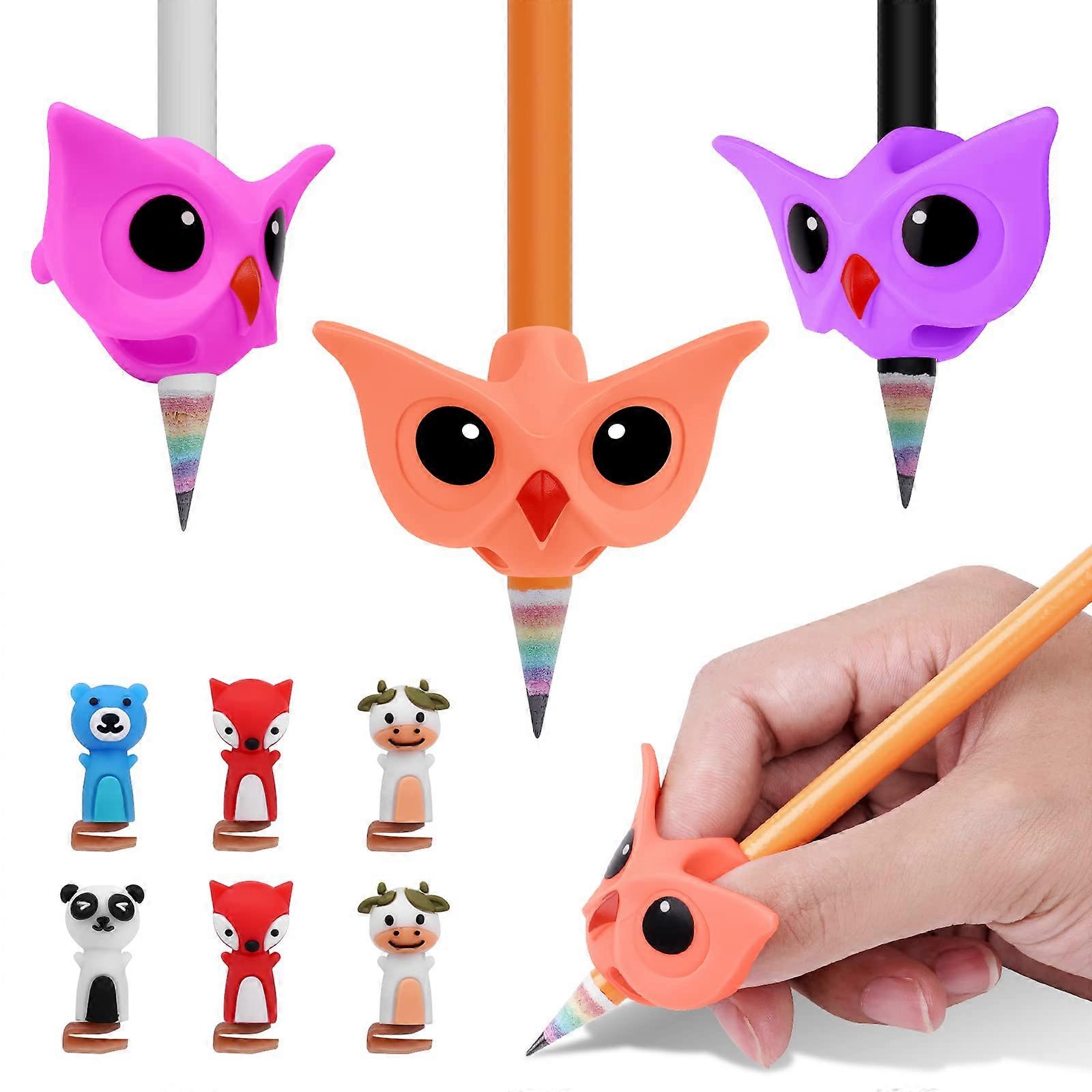 Confezione da 3 Aiuto per la scrittura per penna, manici ergonomici per penna di correzione, con 6 cappucci per penne da cartone animato stile 1