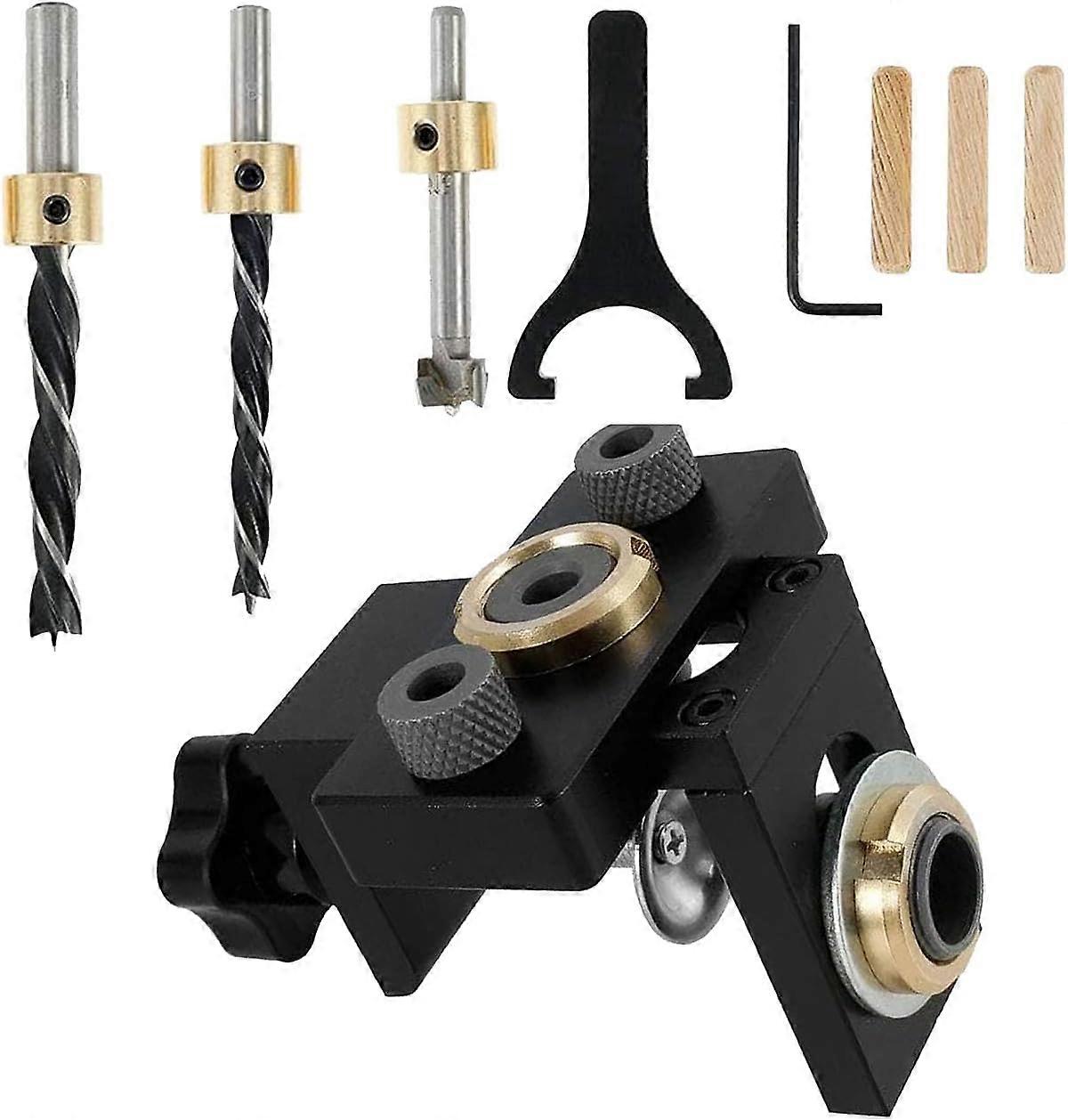 Positioning Jig Kit, 3 In 1 Adjustable Straight Hole Locator Drill Guide Hole Punch Locator For Carpentry Joinery System (A)