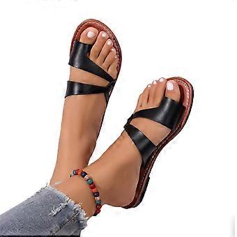 Women Open Toe Comfortable Sandals Pu Leather Breathable Slipper Suitable For Camping Indoor Walking