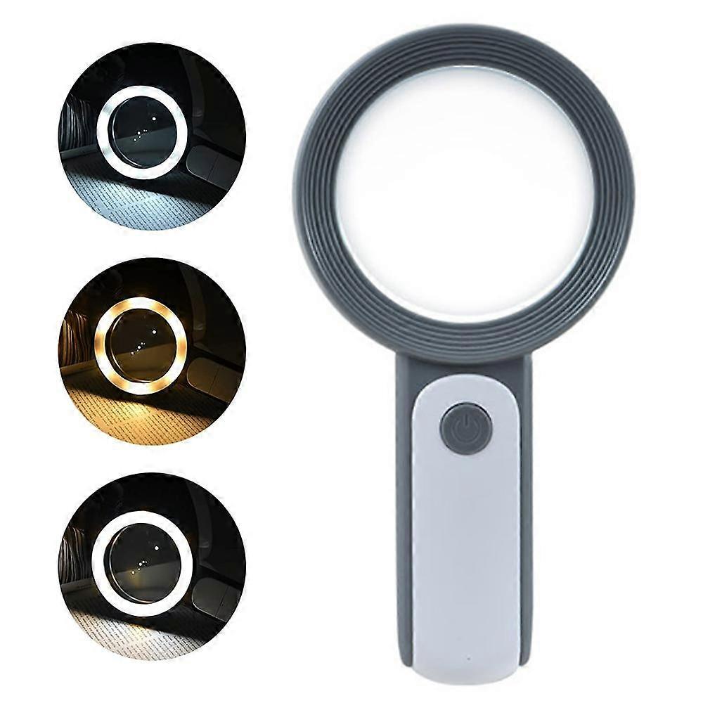 Magnifying Glass with Light, 30X Handheld Large Magnifying Glass 18LED 3 Modes Illuminated Lighted Magnifier for Elderly Kids Reading, Magazines