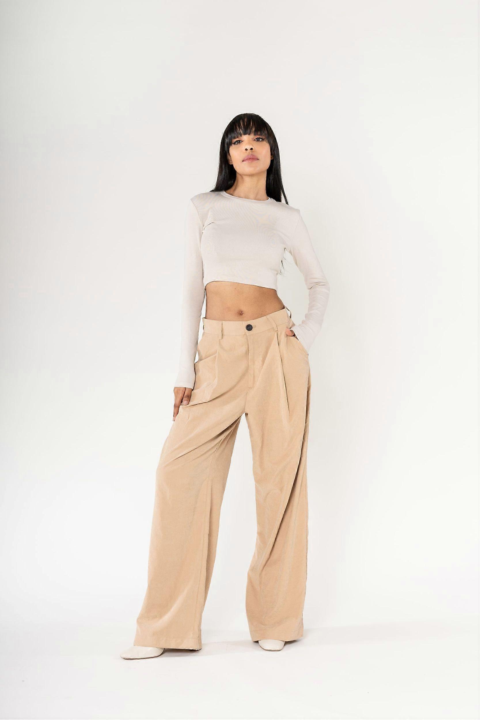 Nina Carter női szövet nadrág Széles lábak Baggy stílusú bársonyos könnyű anyag