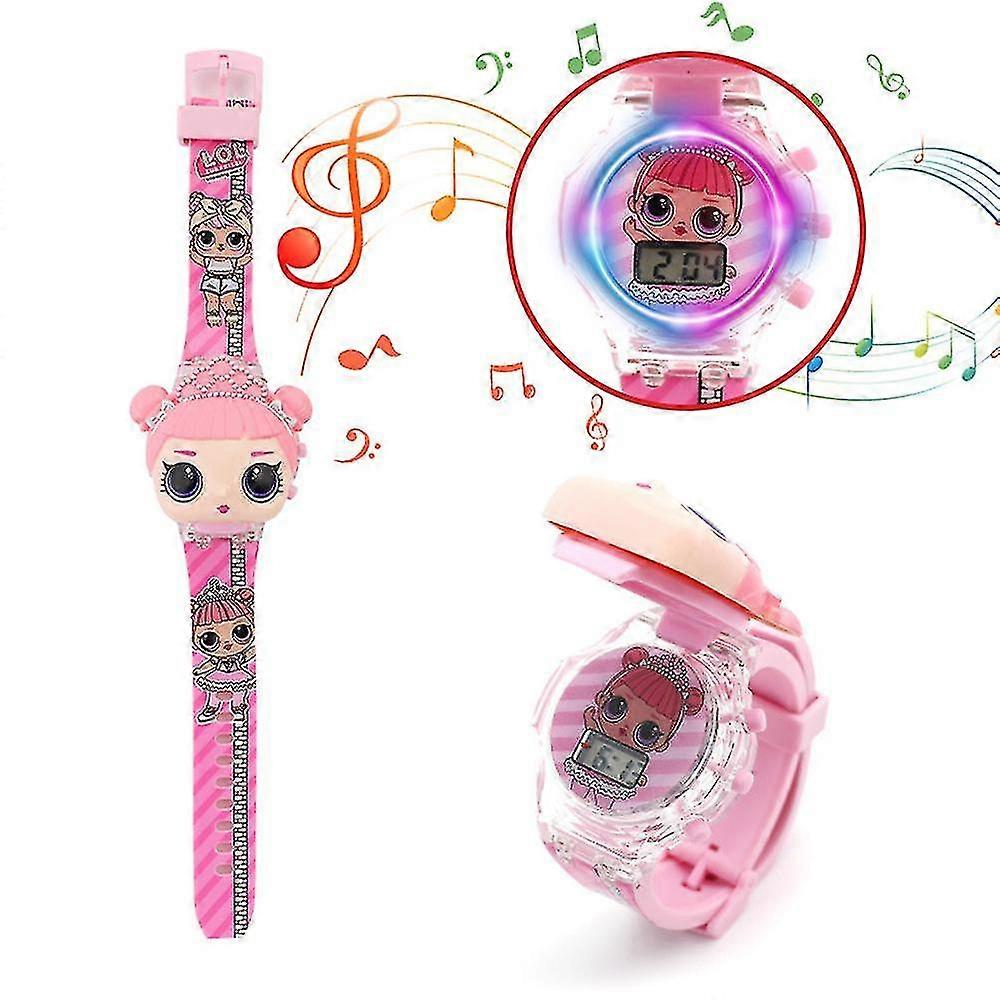 hmwy-girls cartoon music watch hello kitty frozen kids flip top watches