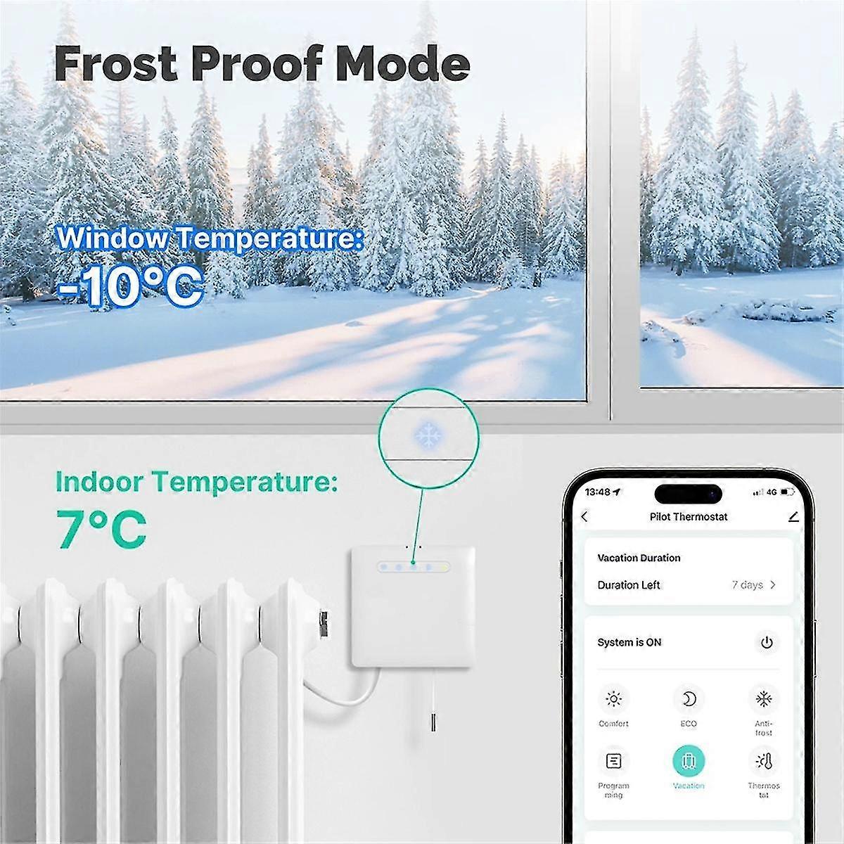 Wifi Smart Termostat for Pilot Wire Varmeradiator for Strømovervåking App Fjernkontroll (B)