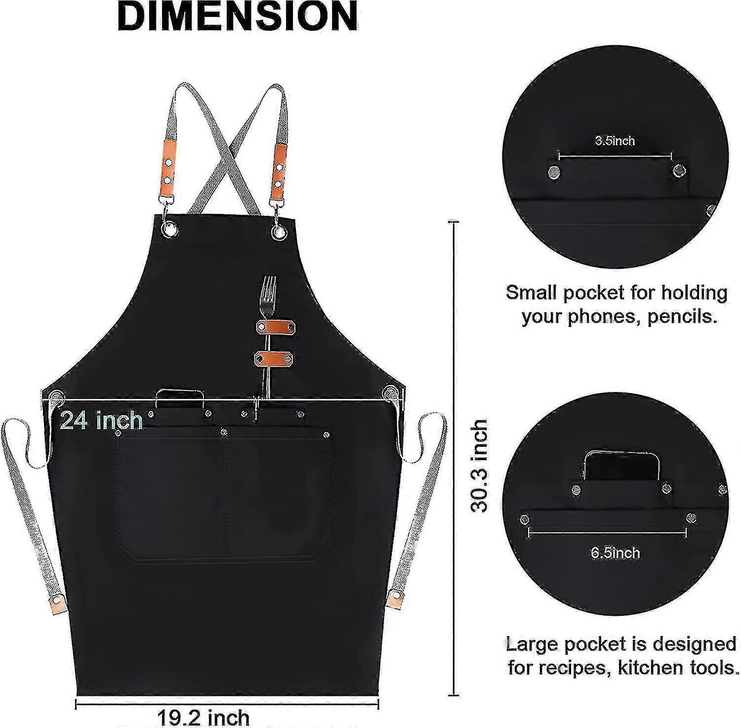 Chef Apron With Cross Back Bib Apron Cooking  With Large Pock For Heilwiy Men Tw