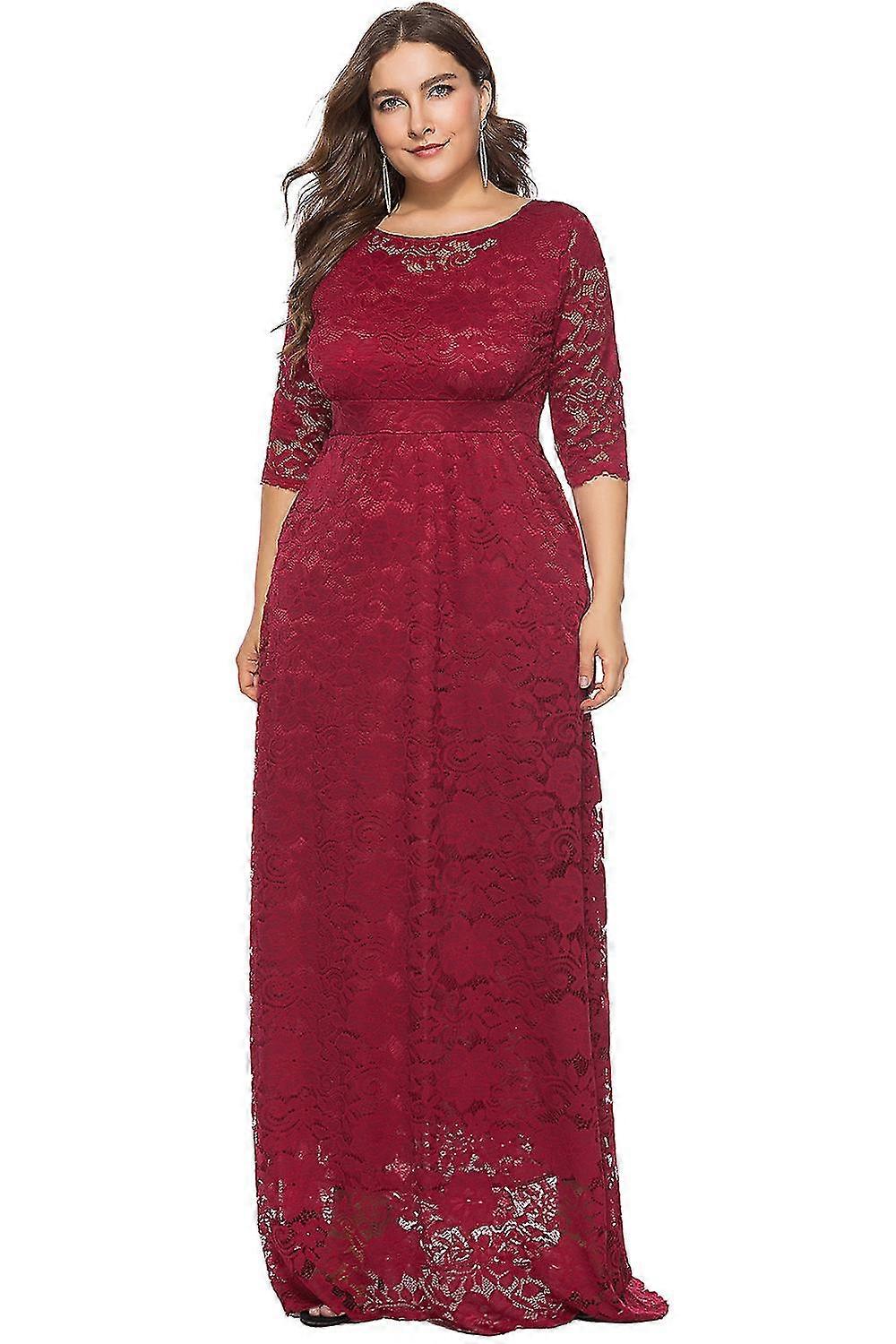 Women's Round Neck Lace Party Gown