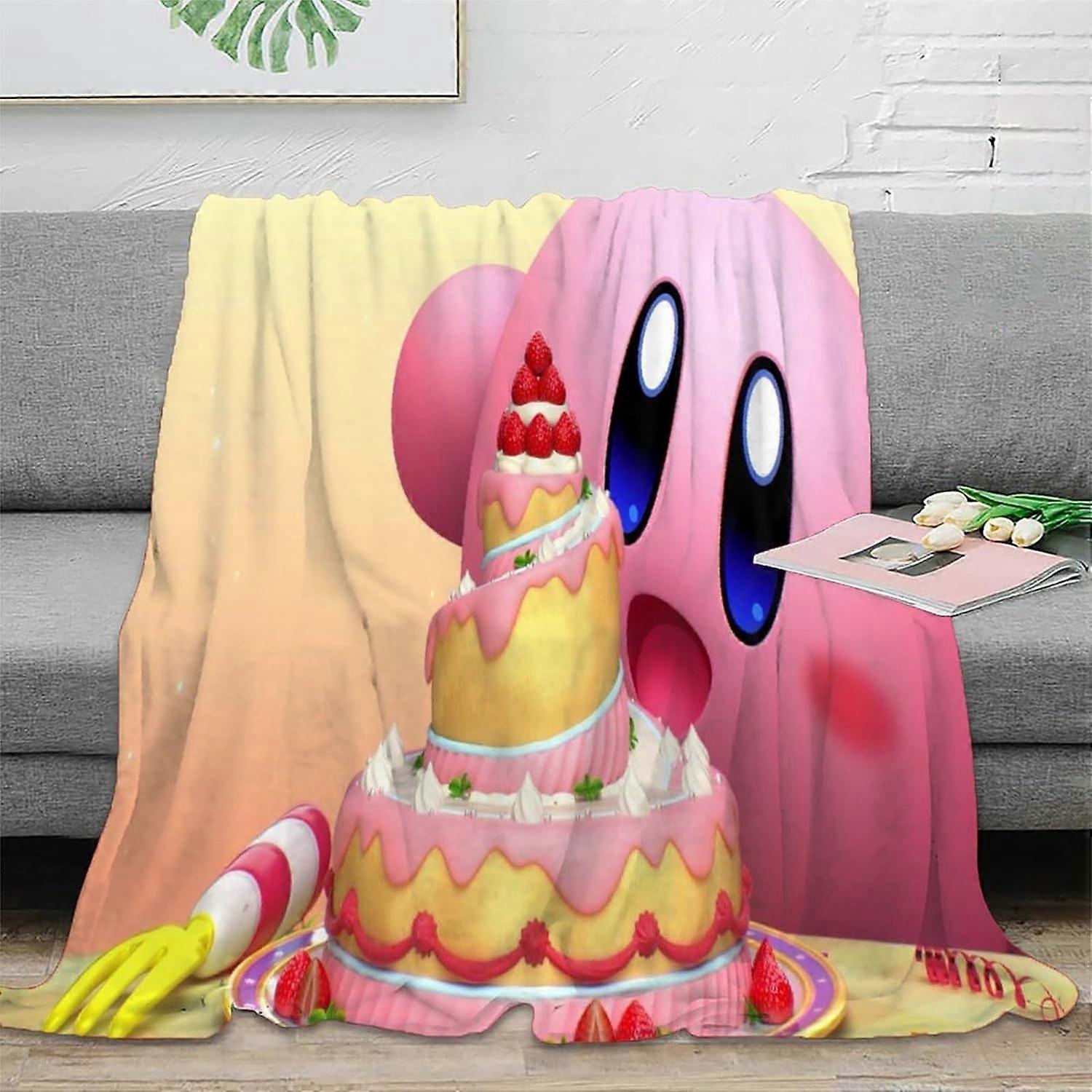 Cobertores Kirby Print Blanket Para Meninas Soft Cozy Plush Flanela Fleece Throw Blanket Fluffy Fuzzy Plush Cobertores Presentes Para Adolescentes Sofá Sofá I-190