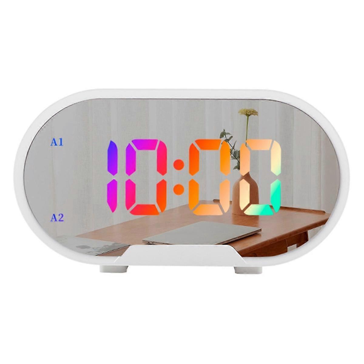 Mirror Clock, Digital Clock with USB Charging Port, LED Display, Brightness Adjustment, 12/24H Mode