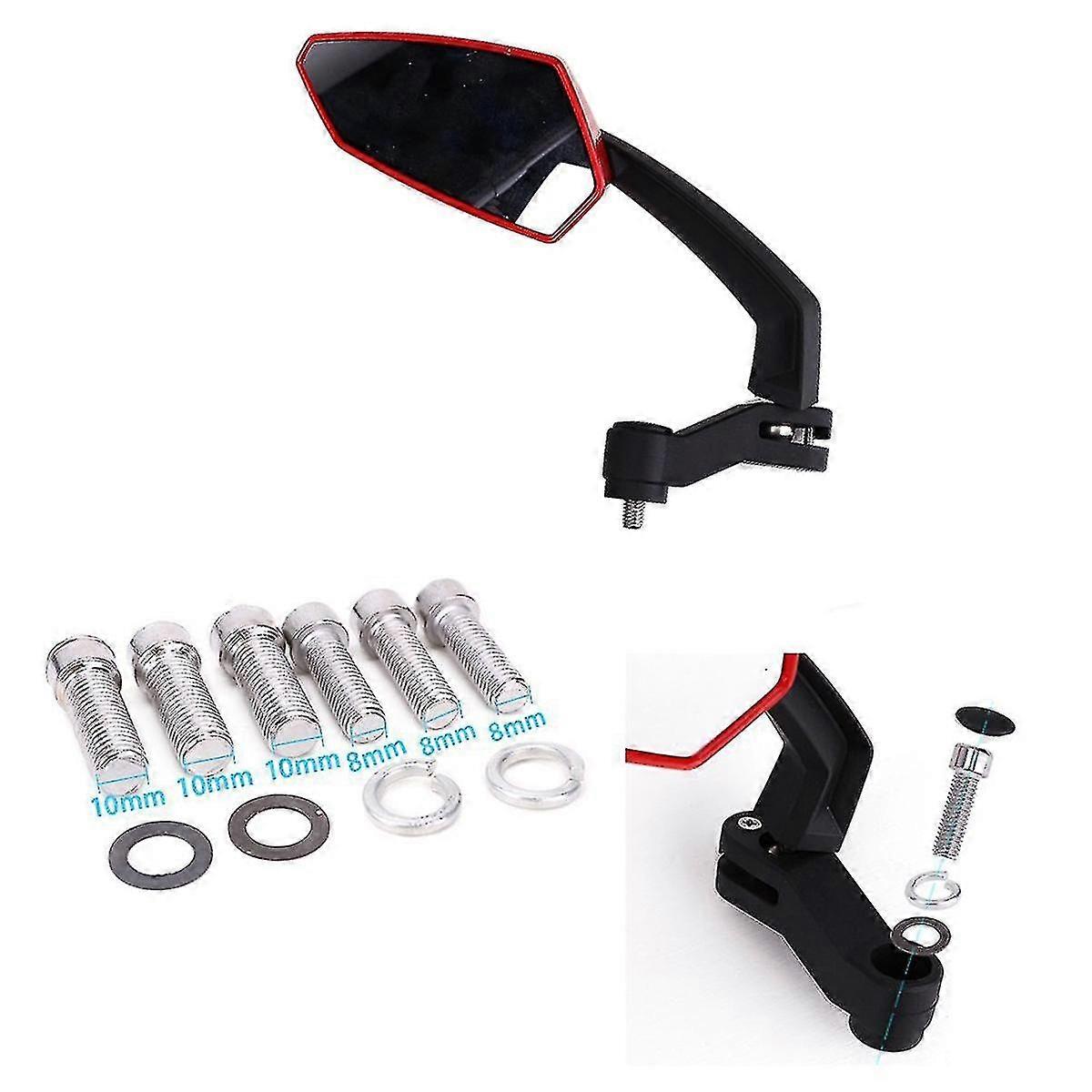 Pair Rearview Mirror Compatible With Motorcycle Scooter Mirror Screws Black Red