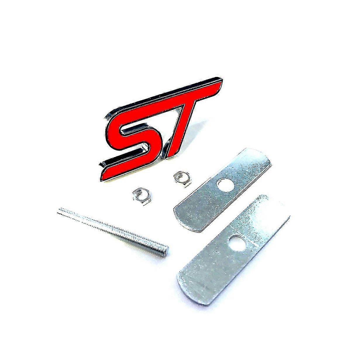 Chrome/red Ford Metal St Front Grill Bonnet Badge Emblem Grill Badge Emblem For Focus St Fiesta St