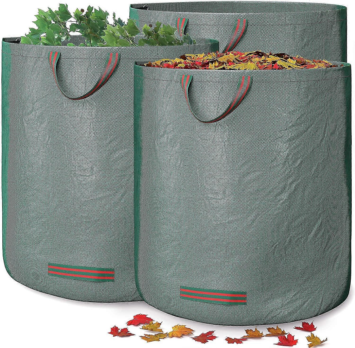 3x Garden Waste Bags With Handles - 272l High Capacity And Double Bottom - Uv Stable And Water Repellent - Reusable And Stable Garden Bag