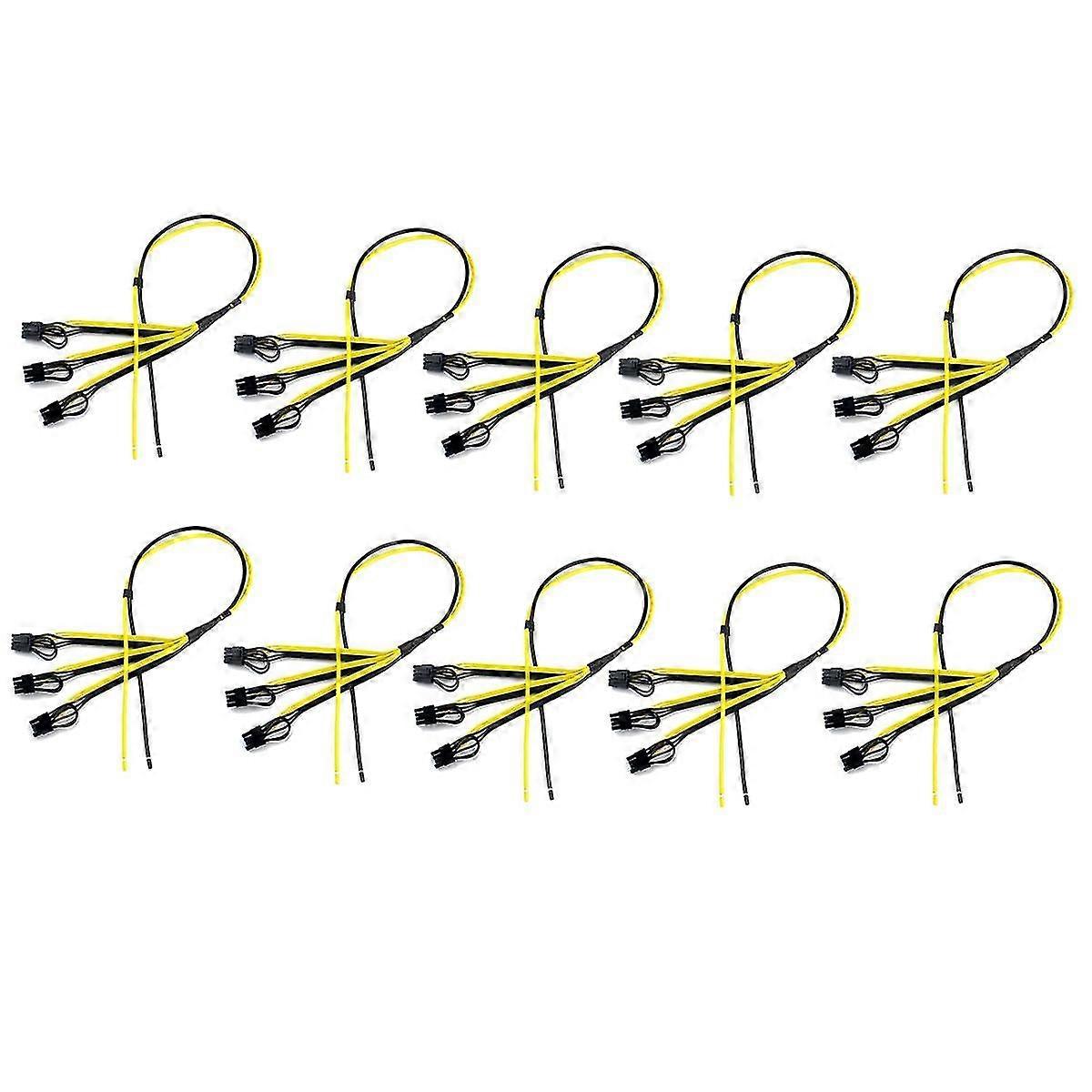 10 stk / sett 1 til 3 strømforsyningskabel 8p (6 + 2p) adapterkabel 8pin grafikkort splitter ledning 12awg + 1