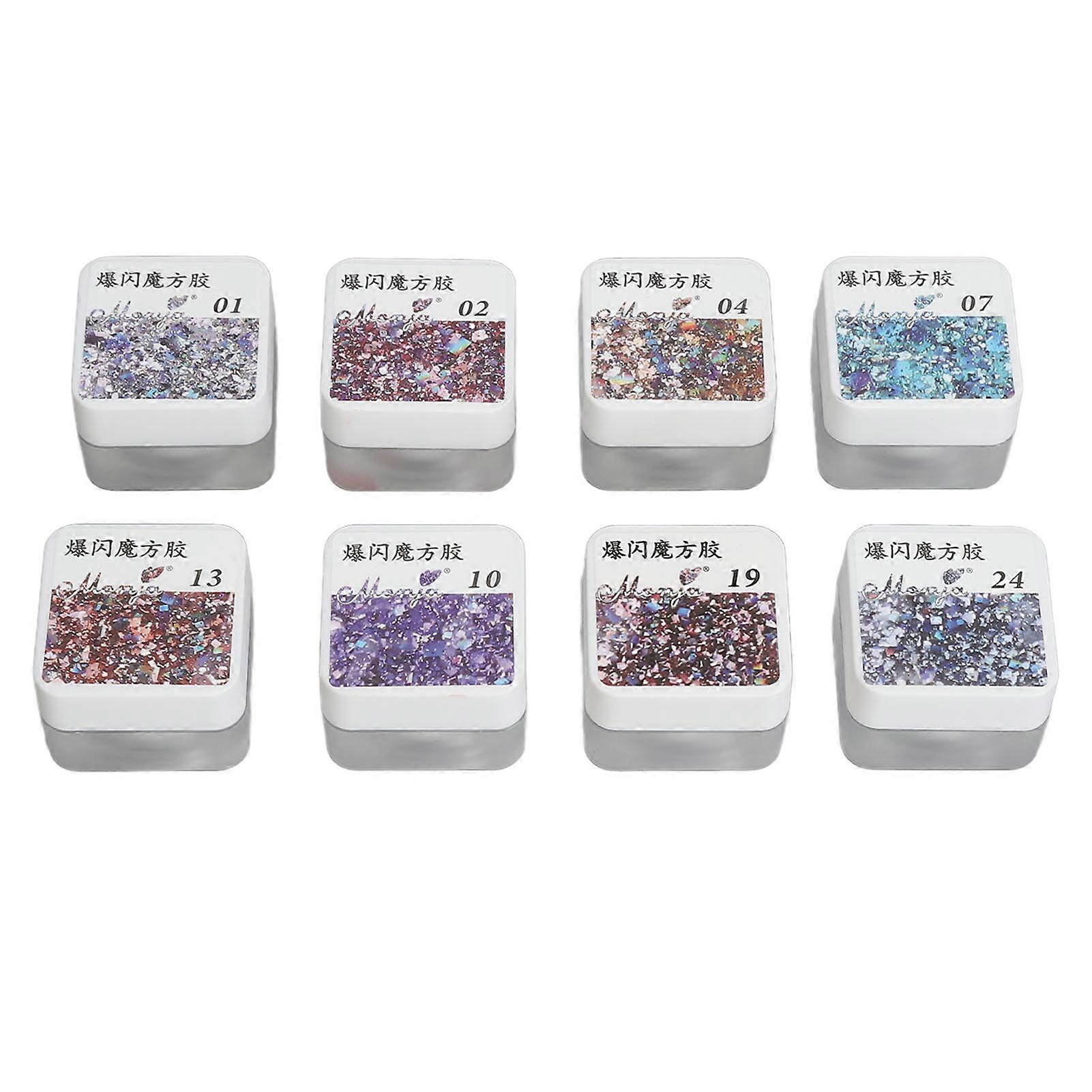 8 Colors Glittering Nail Polish Glue DIY Manicure Sparkling Nail Polish Gel for Beauty Salon