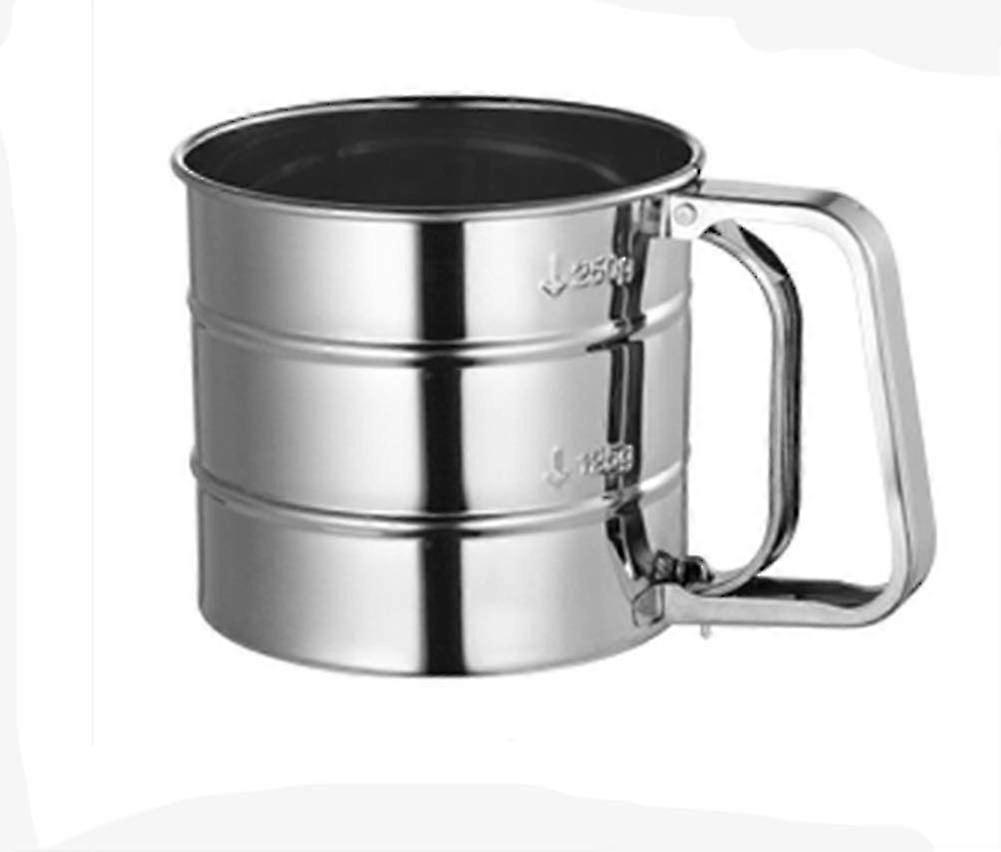 1 Pack Of Stainless Steel Flour Sieve Hand-held Flour Filter With Rotating Curved Handle One-handed Baking Tool