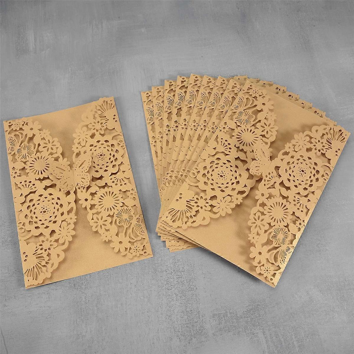10Pcs/Set Delicate Carved Butterflies Romantic Wedding Party Invitation Card Envelope Invitations f