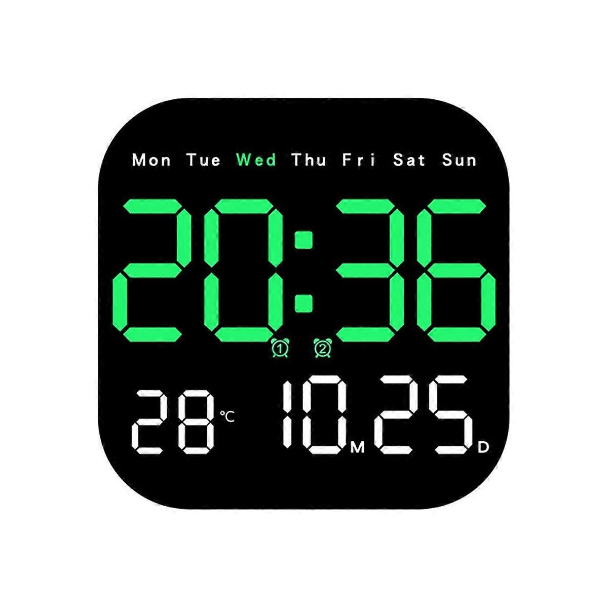 Digital Wall Clocks Temperature Date Week Dispaly Electronic Table Clock 12/24H Wall-Mounted LED Al