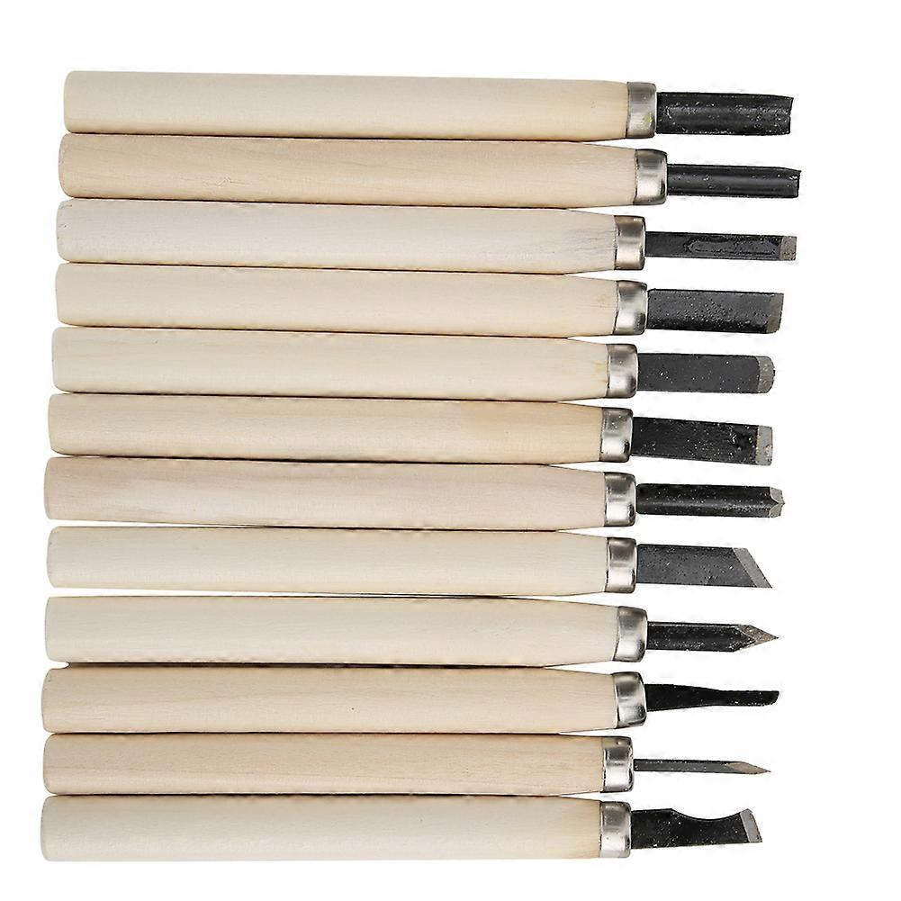 12pcs Carving Tool Kit Wooden Handle Engraving Chisel Knife Cutter Sculpting Tools