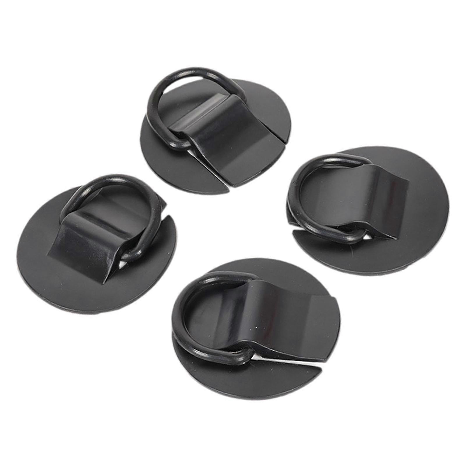 4x D Ringe Patch PVC Deck Zubehör Schnur Schnallen für Boot Beiboot Surfbrett schwarz