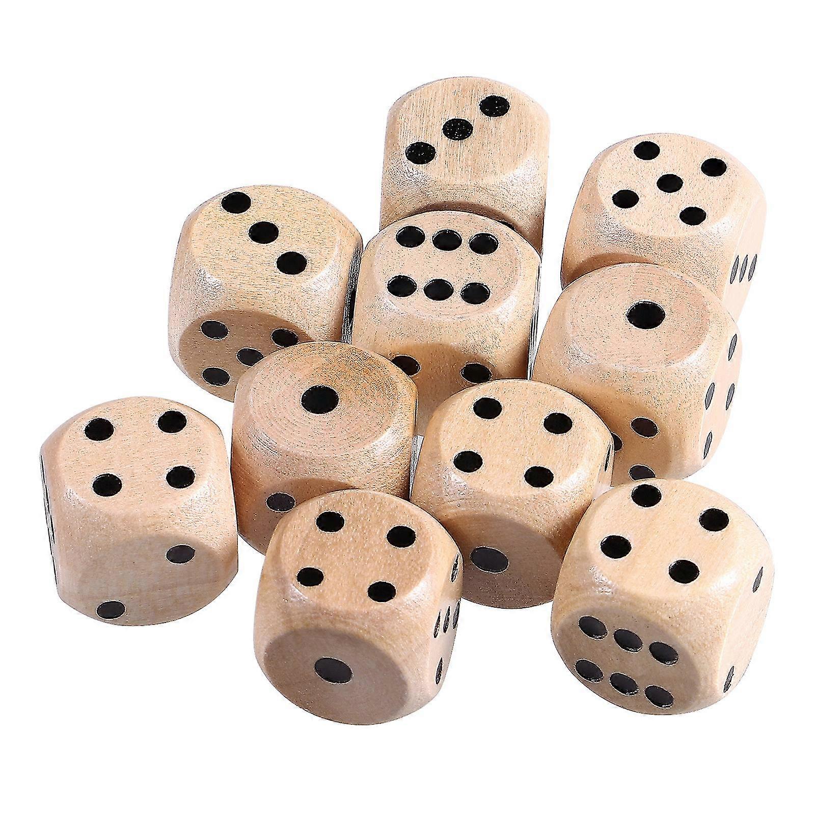 10pcs Wooden Dice 6 Sided Game Dice Set D6 Wood Dice Mini Dices Table Dice Game Props (16mm)