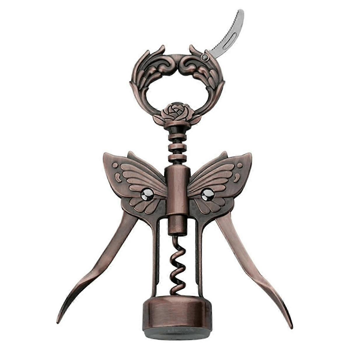 Wine Opener, 3 in 1 Zinc Alloy Premium Wing Corkscrew Wine Bottle Opener with Multifunctional Bottles Opener Coppercolor