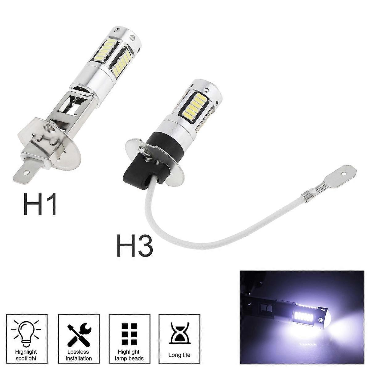H1 H3 Universal Canbus Super Bright LED Bulb Car Fog Light Headlight 4014 30SMD 12V 6000K Running Light Auto Motorcycle Lamp