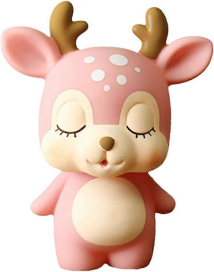 Deer Piggy Bank Children Money Piggy Bank Piggy Bank Box Desktop Ornaments (Pink)