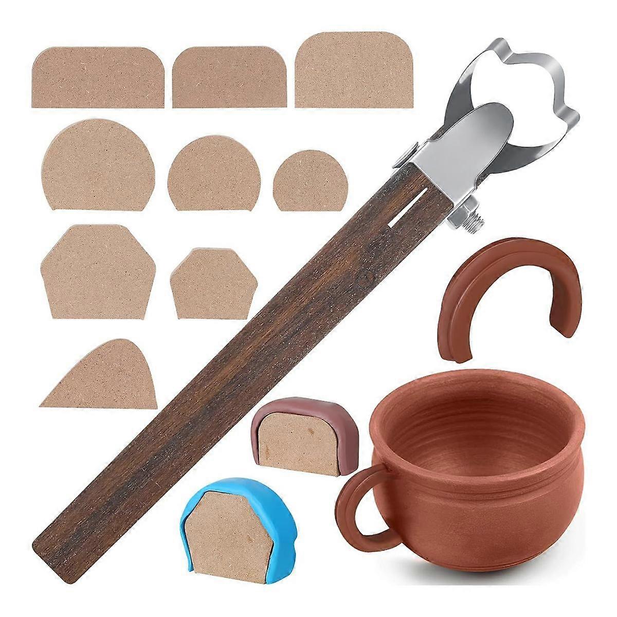 Pottery Handle Making Tool with 9 Pcs Mug Handle Mold Adjustable Clay Pottery Tools Ceramic Tools Pottery Trimming